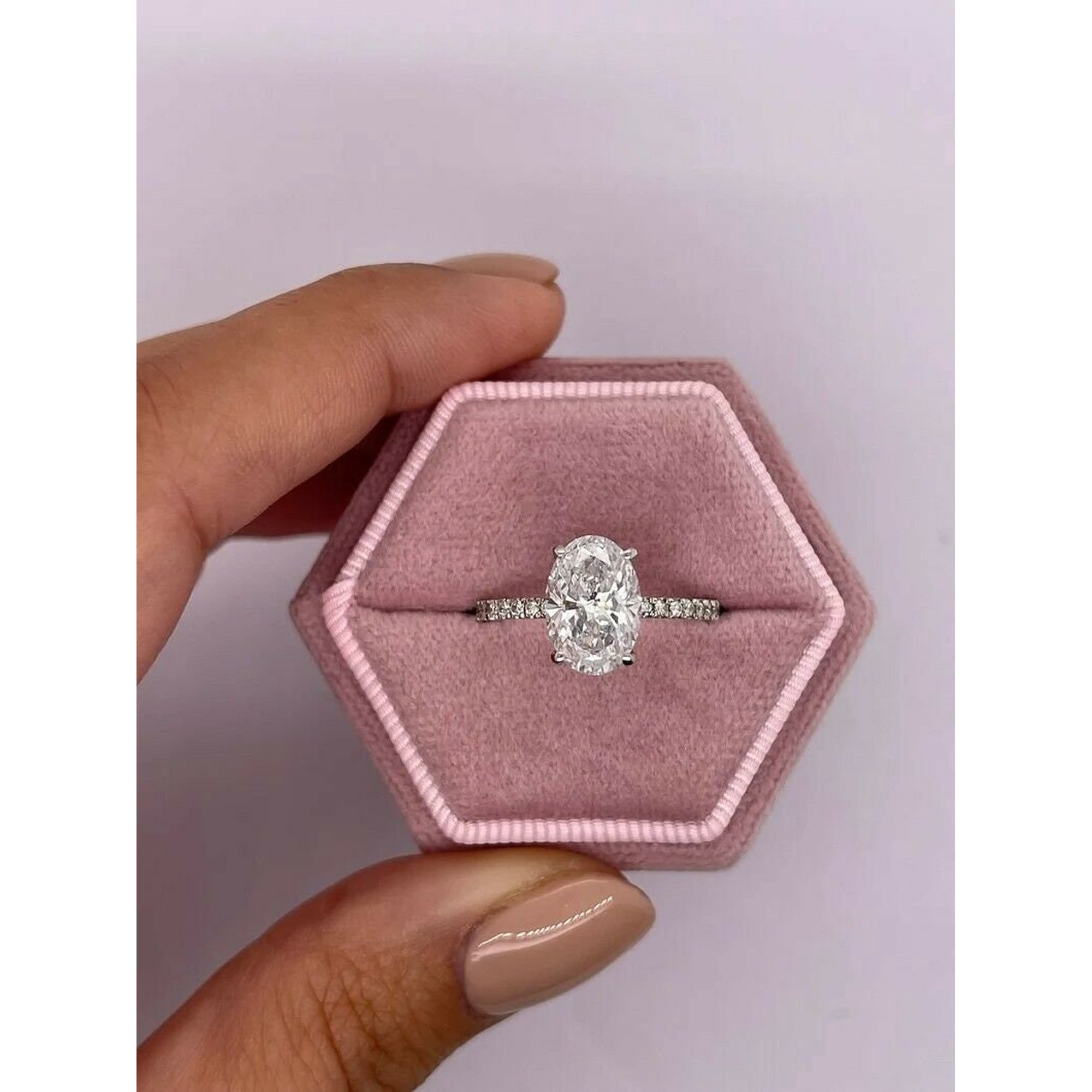 2.00 Ct Certified Moissanite Oval Cut Solitaire Engagement Ring 18K White Gold Plated and Sterling Silver Promise Ring Wedding Jewelry Valentine Gift