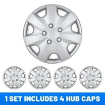4PCS Hubcap Wheel Cover Replacement 15" Hub Caps Universal Wheel Rim Cover ABS Material Exterior Accessories Snap On Car Truck SUV -15-Inch, Silver