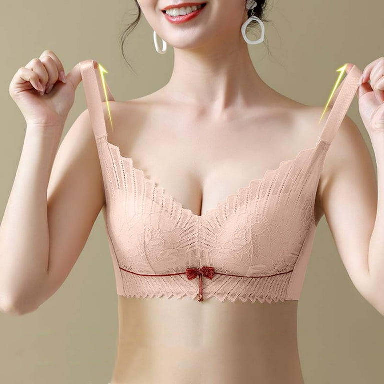 Latex Underwear Women Lace Big Breast Show Small Bra Wirrless Bralette Push  Up Bras Adjustment Brassiere