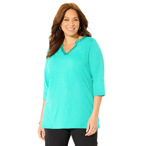 Catherines Women's Plus Size Beaded Embellished Tunic