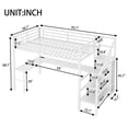 thumbnail image 4 of Full Size Loft Bed with L-shaped Desk & USB Ports, Metal Loft Bed with Wardrobe & Adjustable Shelf, High Loft Bed with LED Lights, White, 4 of 10