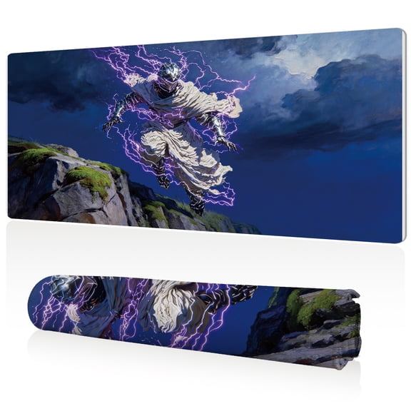 LIVEKEY Mouse Pad Ultra Large 80x40x0.3cm Full Desk Coverage with Thunderclad Warrior Art Design for Gaming and Office