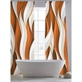 thumbnail image 5 of Burnt Orange White Moire Sheer Curtains 108 Inch Length 2 Panels Set Window Treatments, Modern Abstract Art Rod Pocket Semi Curtains for Living Room/Bedroom/Kitchen Décor, 104"W x 108"L, 5 of 7