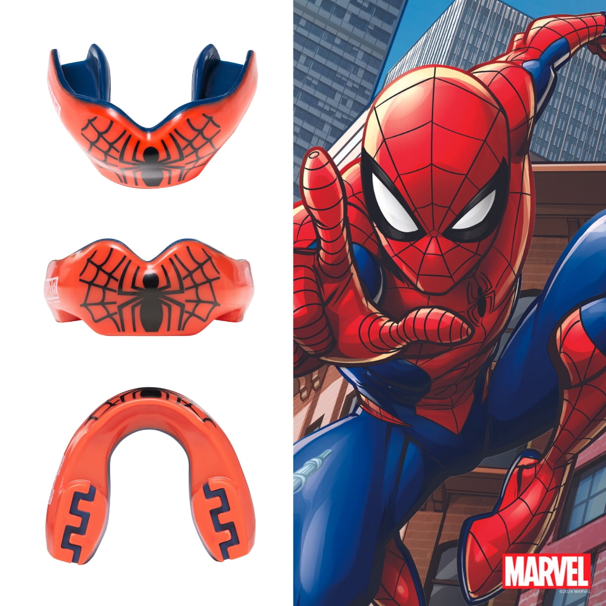Spider-Man Mouth Guard for Braces with Case, One Size Remouldable Mouthguard