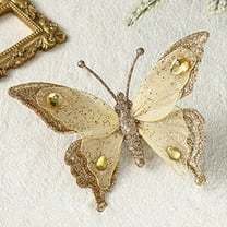 LEFTHIGH Home 1Pcs Christmas Decoration Sparkling Butterflies Accessories with Clips Christmas Flowers/Wedding/Festival Scene Decoration Props Christmas Decoration Fall Decor