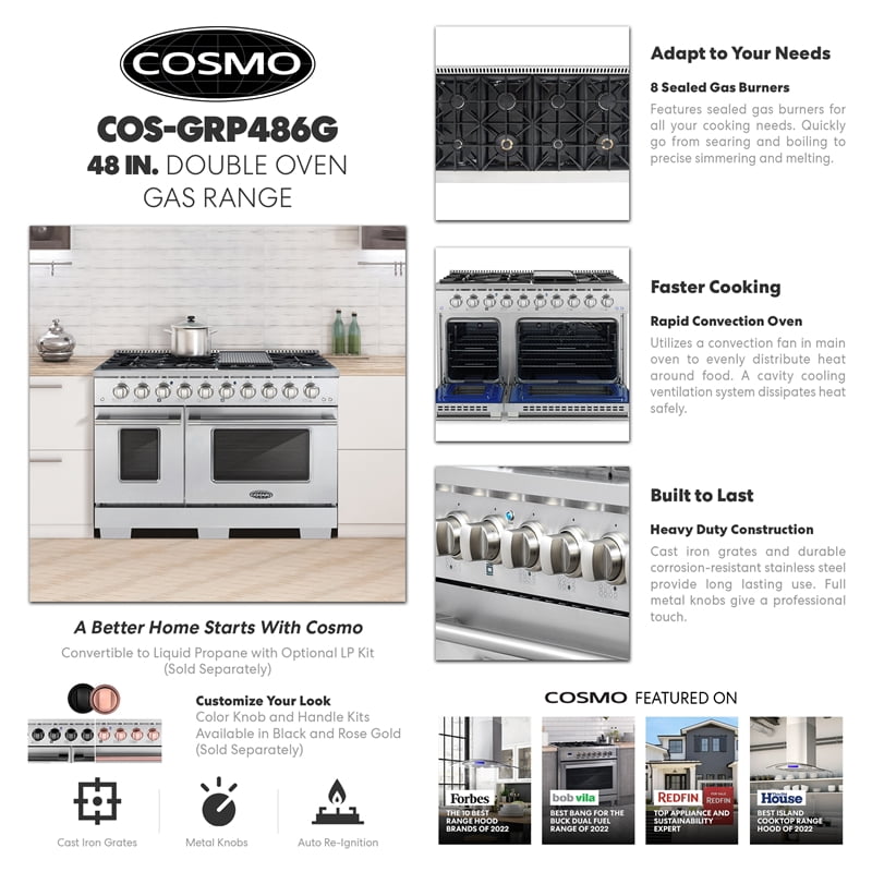 48 in. Vista Collection 5.5 cu. ft. Double Oven Gas Range in Stainless Steel