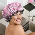 thumbnail image 5 of Shower Caps,Pink Breast Cancer and Love Waterproof Shower Cap for Women 4 Pieces,Double Reusable Hair Cover for Shower PEVA Elastic Stretch Hem, 5 of 7
