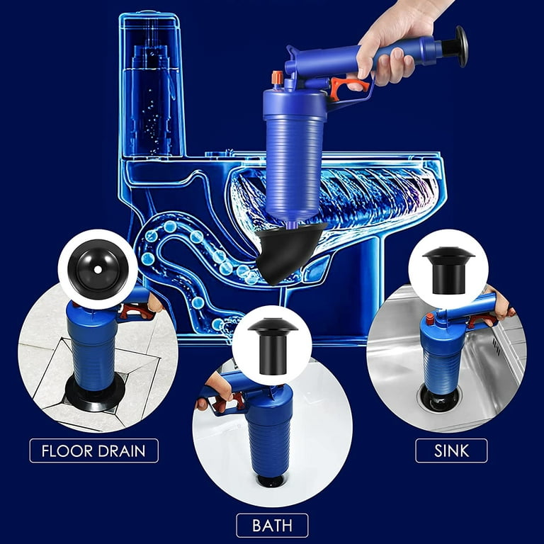 High Pressure Air Drain Blaster Kit Stainless Steel Toilet Unclogger Clog  Remover Toilet Plunger for Bathroom/Floor Drain/Sink - AliExpress