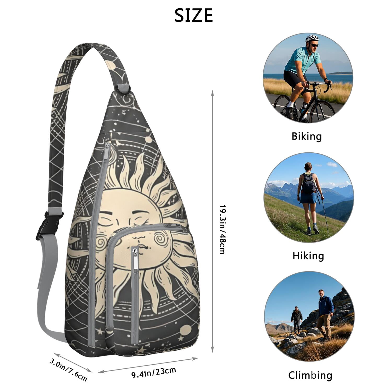 Trendy Gothic Sling Backpack - Waterproof & Durable Crossbody Shoulder Bag for Students, Travelers & Fashion Lovers