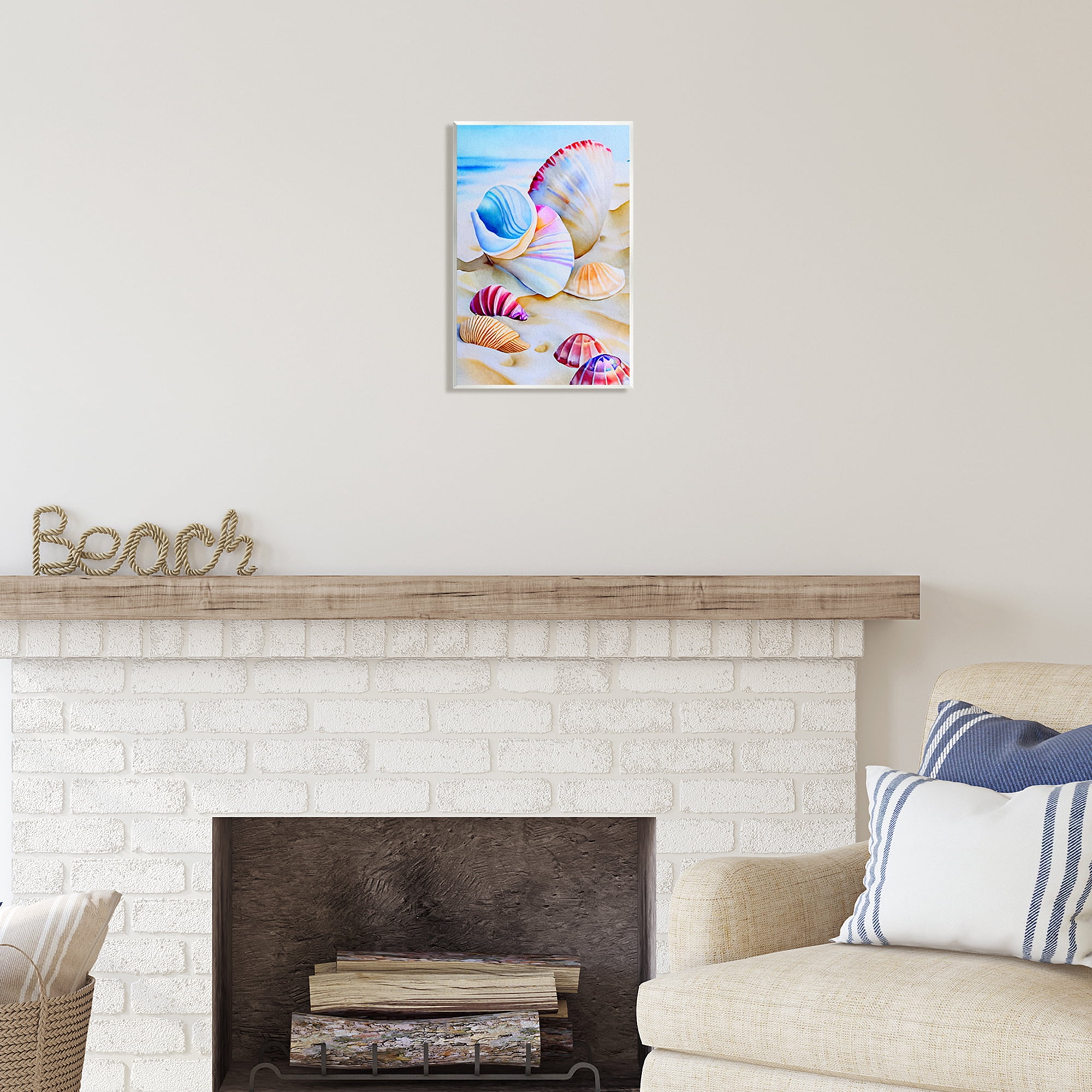 Stupell Industries Vibrant Seashells on Beach Nature Painting Unframed Art Print Wall Art, 10 x 15