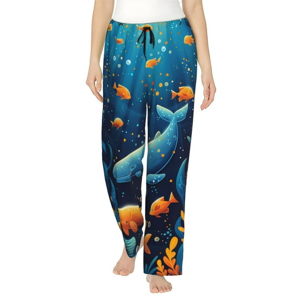 Fotbe Whimsical Underwater Fantasy Pantalones de Pijama para Mujer, Pantalones de Dormir, Pantalones Pj con Cordón y Bolsillos-X-Large