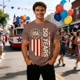 thumbnail image 4 of 250th Anniversary USA Shirt Men Short Sleeve Breathable American Flag T-Shirt 4th of July Shirts for Men Brown XXL, 4 of 5