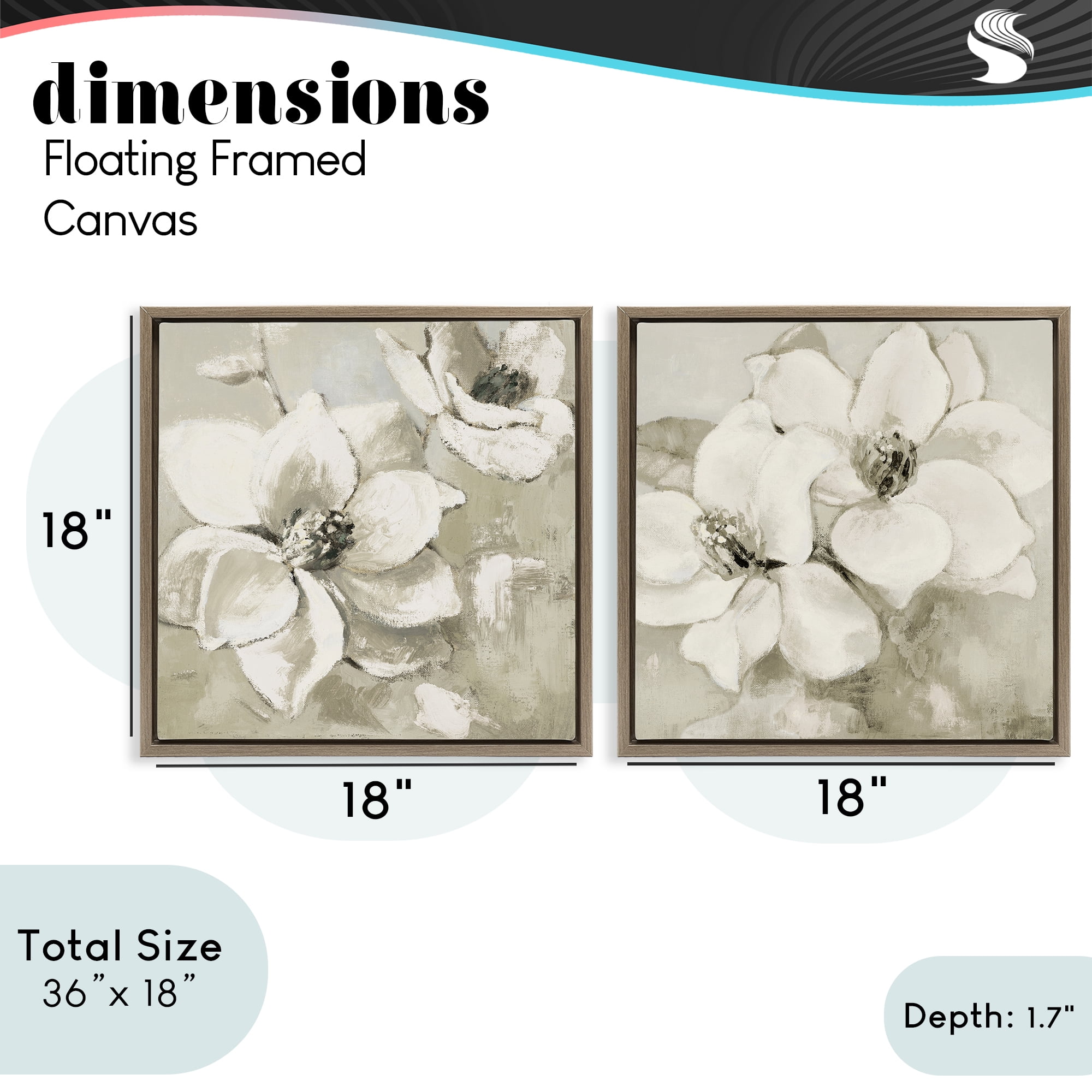 Stupell Industries Beige Magnolias after Rain 2 Piece Brown Framed Floater Canvas Set, design by Lanie Loreth