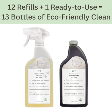 Naturally It's Clean, Pet Stain & Odor Kit – Ready-to-Use Spray & Concentrate (makes 12 more), Citrus Scent, 2 pack