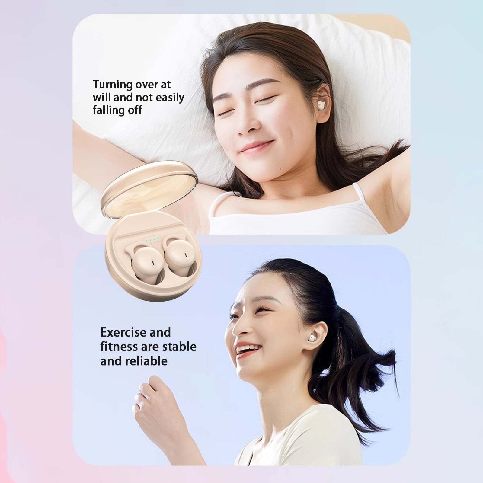 Weloille Sleep Earbuds Wireless Bluetooth Headset Bluetooth 5.3 Mini In Ear Dual Microphone Wearable Earphones For Sleeping