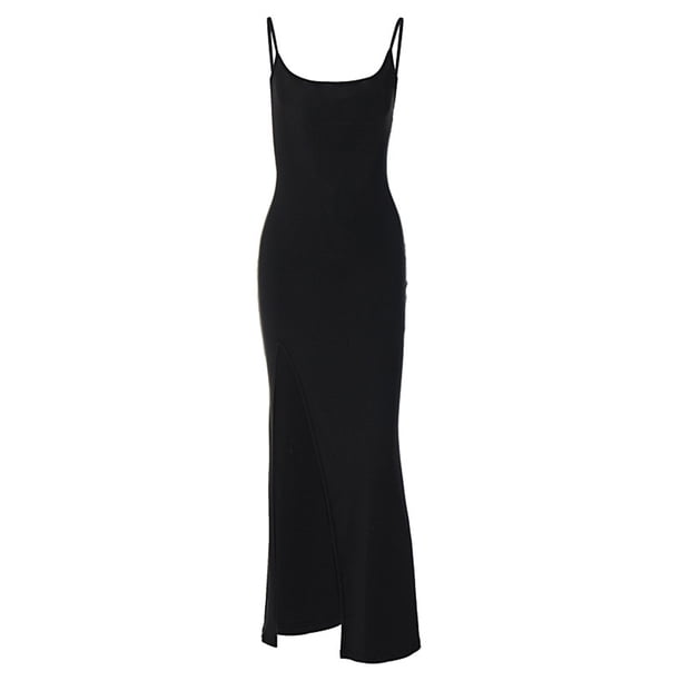 Vestido Ceñido Al Cuerpo Vestido largo básico para mujer, sin espalda, ajustado, para cóctel, ropa de fiesta (negro L) Cgtredaw Para estrenar