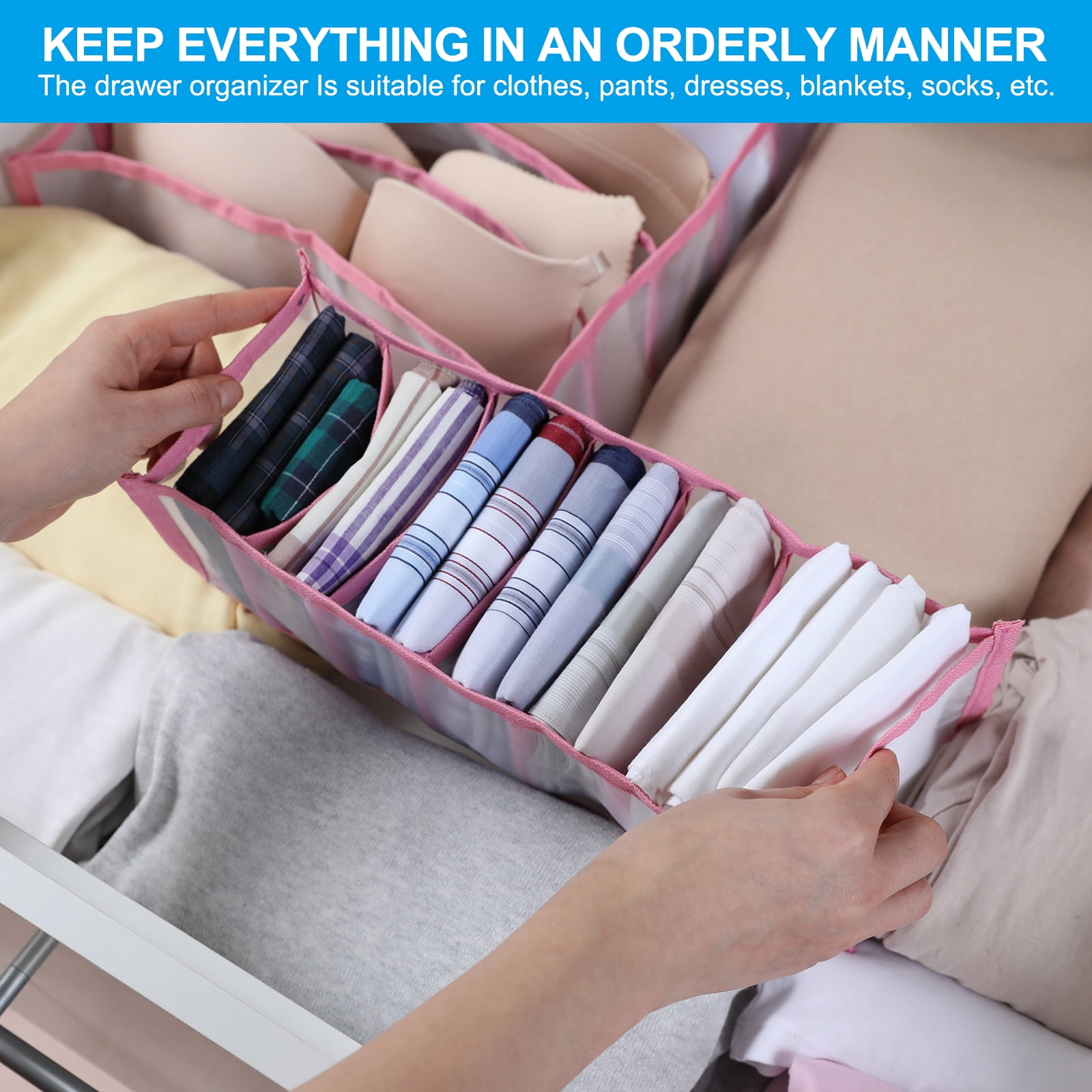 Unique Bargains Wardrobe Clothes Organizer for Jeans Washable Drawer Organizers White