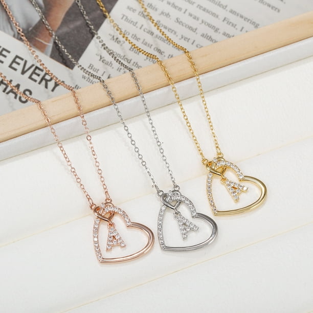 Heart Pendant Initial Necklaces, Heart Initial Necklaces for Teen