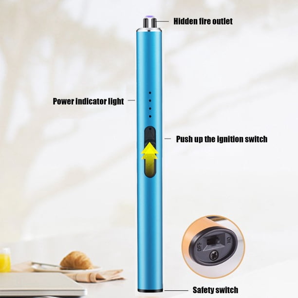 Briquet Électronique Sans Flamme Rechargeable USB avec Bouton de Sécurité  pour Cuisine Maison