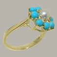 thumbnail image 3 of LBG British Made 14k Yellow Gold Cultured Pearl & Turquoise Womens Statement Ring - 33 size options - Size 5, 3 of 6