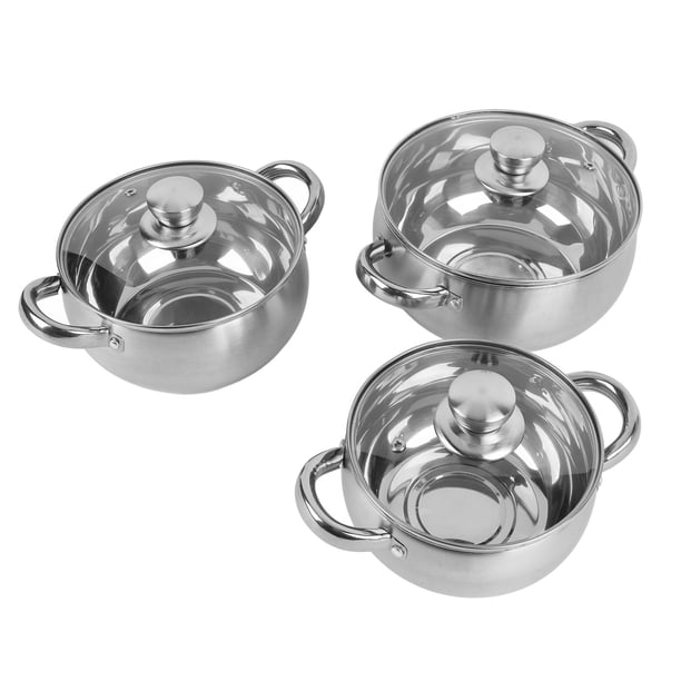 Juego De Ollas De Cocina, Revestimiento Antiadherente, Calentamiento Uniforme, Olla De Acero Inoxidable De Fondo Grueso De 3 Piezas Para Cocina