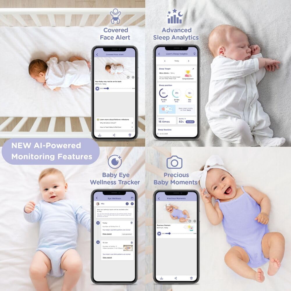 HUBBLE CONNECTED SkyVision AI-Enhanced Smart Camera Baby Monitor with Secure Connection & Crib Mount
