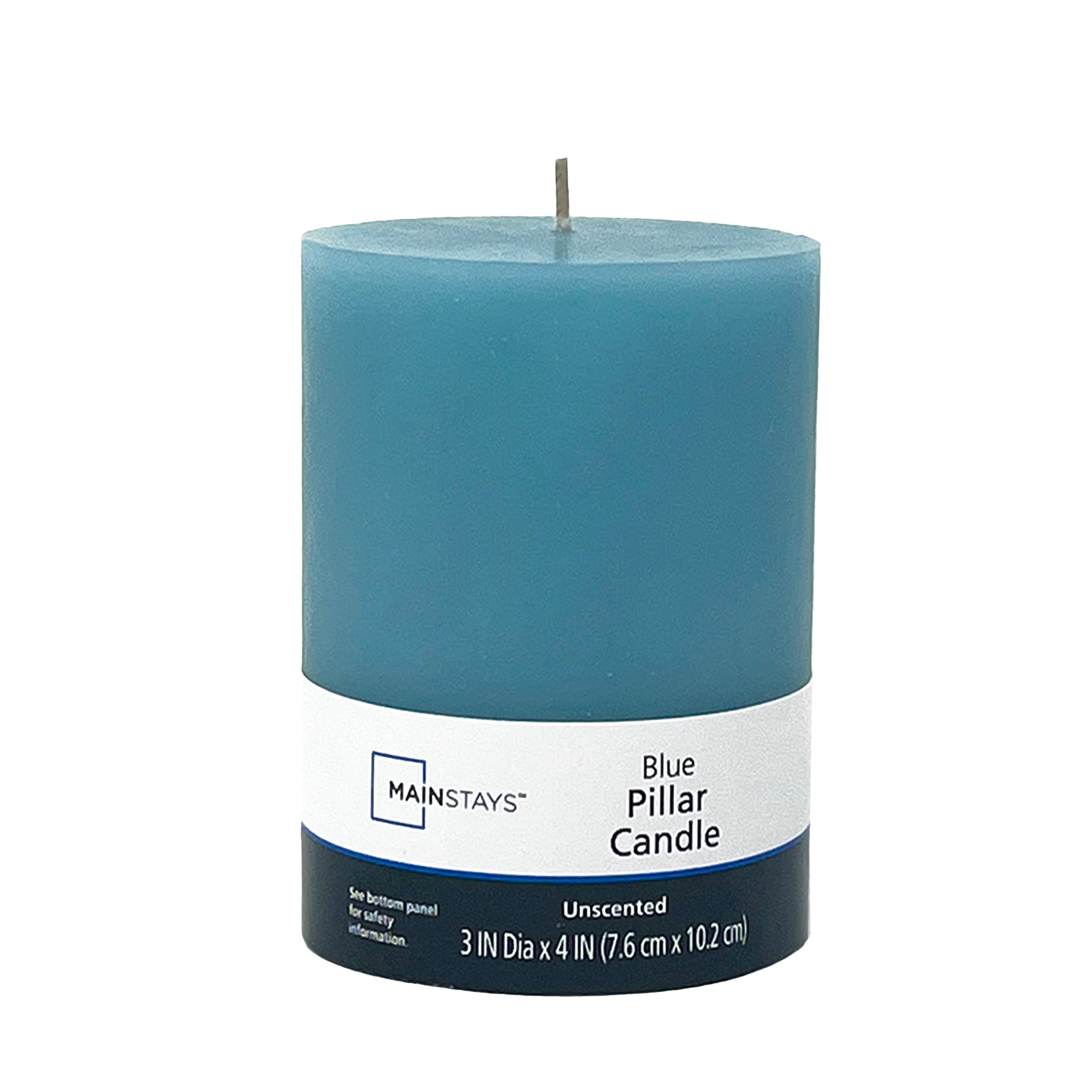 Mainstays Single Wick 3" x 4" Pillar Candle, Unscented, Blue