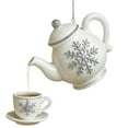 thumbnail image 2 of Dserhfy Christmas Teapot Ornament Holly Vintage Tea Cups And Pot Set Xmas Tree Hanging Ornaments 2D Acrylic Teapot Decor with Pouring Tea Effect for Tree Decor, 2 of 8