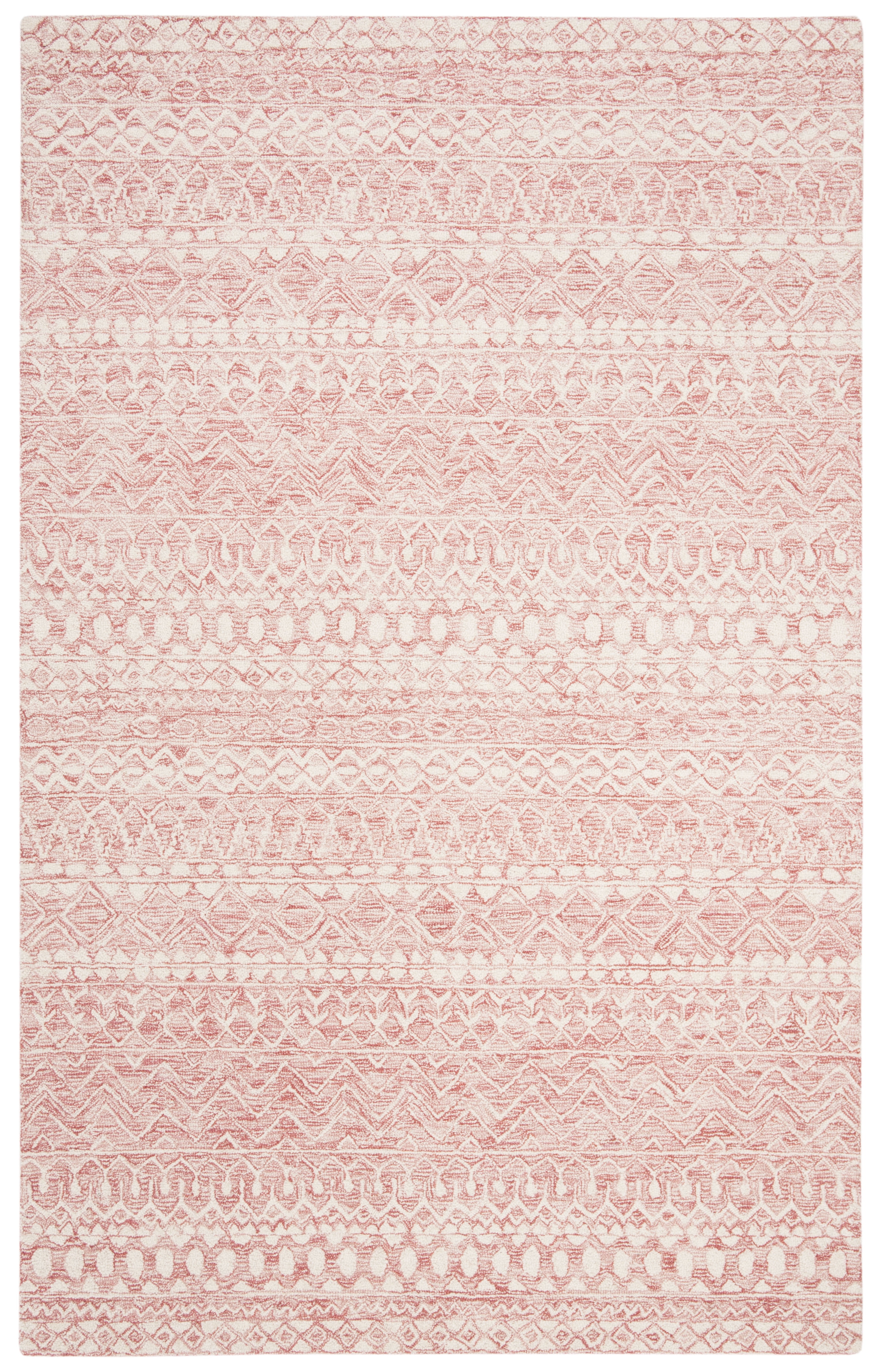 SAFAVIEH Micro-Loop Daithi Geometric Aztec Wool Area Rug, Pink/Ivory, 5' x 8'