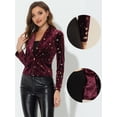 thumbnail image 2 of Allegra K Chaqueta De Traje De Oficina De Negocios Con Solapa Y 1 Botón De Terciopelo Para Mujer Burdeos-estrella XS, 2 of 6