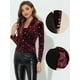 thumbnail image 2 of INSPIRE CHIC Chaqueta De Traje De Oficina De Negocios Con Solapa Y 1 Botón De Terciopelo Para Mujer Burdeos-estrella M, 2 of 6
