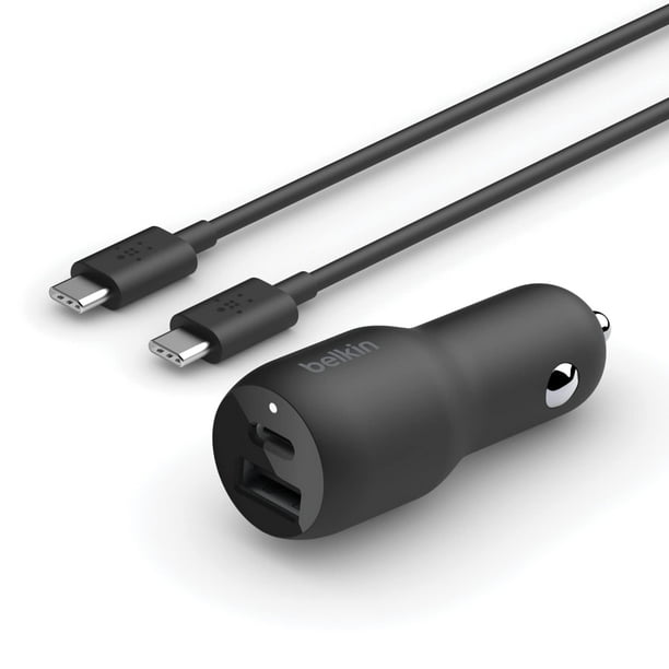 Cargador de coche Belkin de 37 W de doble puerto rápido con cable USB-C