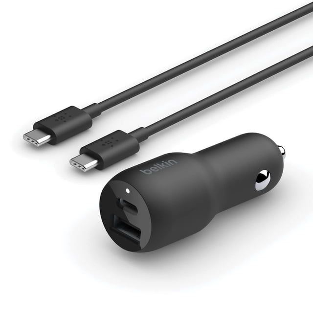 Cargador de coche Belkin de 37 W de doble puerto rápido con cable USB-C