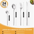 thumbnail image 3 of Juego De Cubiertos De Acero Inoxidable Con 24 Piezas, Cubiertos Para 6 Personas, Tenedor, Cuchillos Y Cucharas, Cubiertos Portatiles, Aptos Para Lavavajillas Set De Cubiertos Acero, 3 of 4