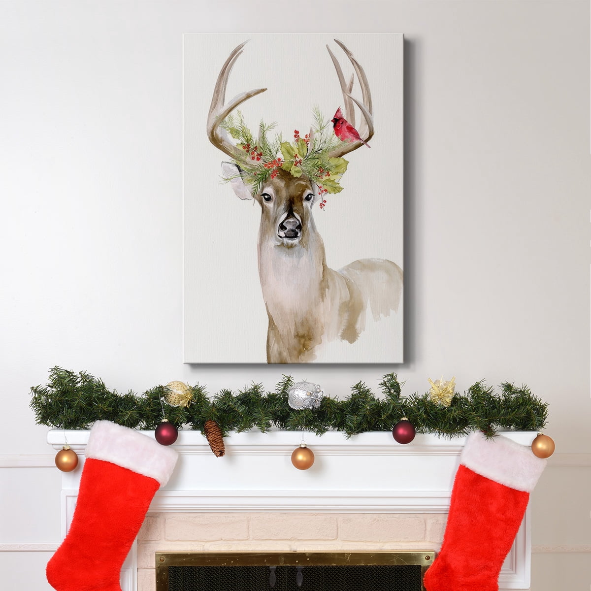 Holiday Deer I- Gallery Wrapped Canvas