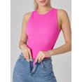 thumbnail image 4 of Charmo Women Pink One Piece Bodysuit Ribbed Body Suits Tops, 4 of 5
