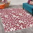 thumbnail image 2 of Floral Decorative Rug, Graphic Daisy Blossoms Design Colorful Background Spring Flowers Art, Quality Carpet for Bedroom Dorm and Living Room, 6 Sizes, Maroon White, by Ambesonne, 2 of 4