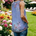 thumbnail image 6 of HOMBOM Tank Tops for Women Summer Sleeveless Chiffon Floral Blue Loose Fit Womens T Shirts, 6 of 7