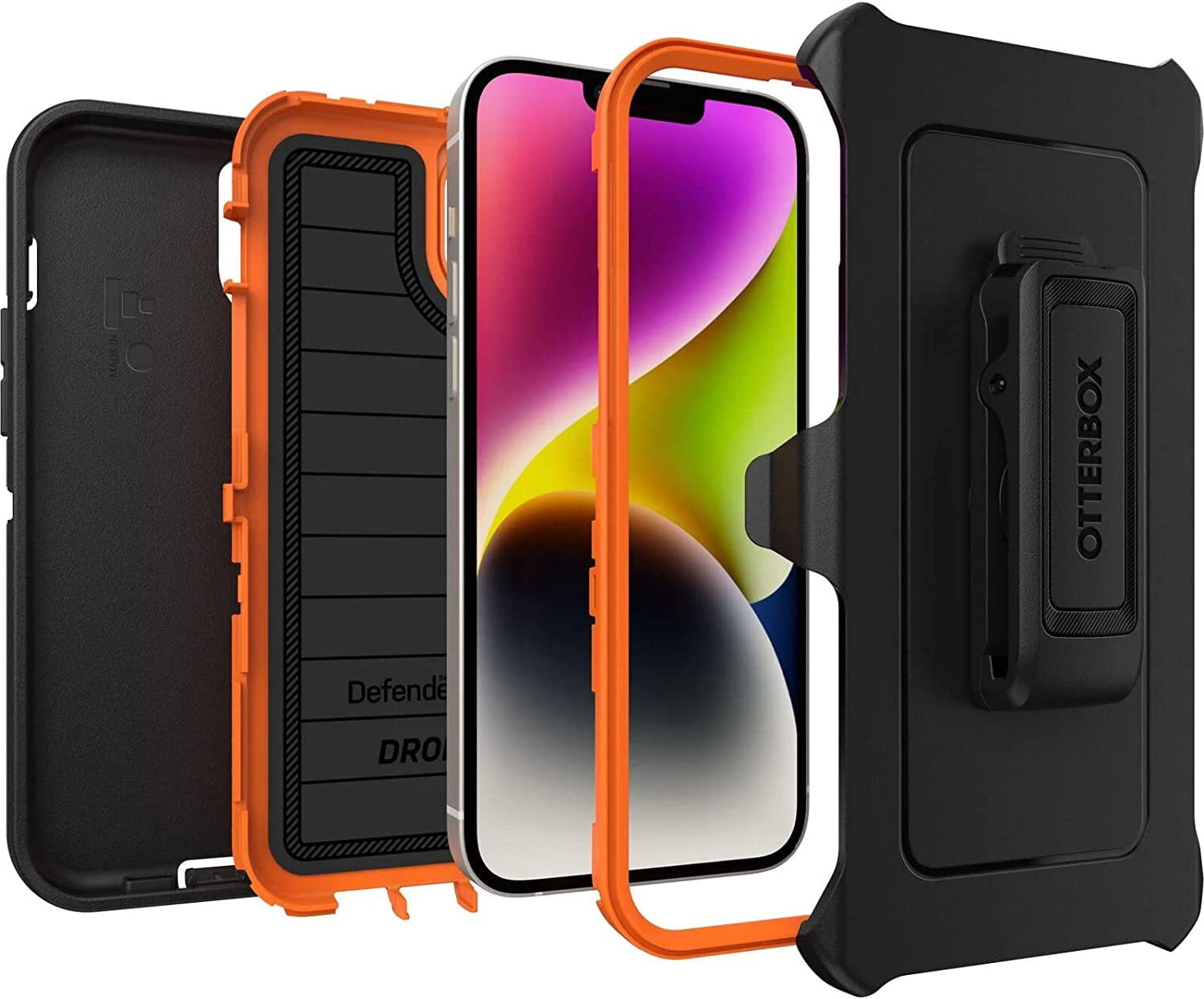 OtterBox Defender Series Screenless Edition Case for iPhone 14 Plus Only - Holster Clip Included - Microbial Defense Protection - Non-Retail Packaging - Realtree Blaze Edge Camo