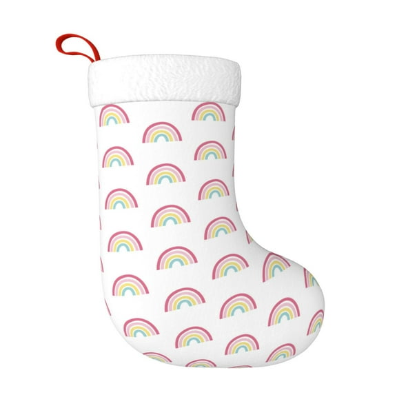 Balery Rainbow Pattern Christmas Stockings with Initials, 18" Large Knit Christmas Stocking,Xmas Stocking for Kids, Holiday and Family Stocking