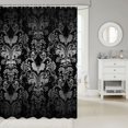 thumbnail image 2 of Damask Gothic Shower Curtain Antique Victorian Fabric Shower Curtain 72"Wx72"L,Vintage Floral Goth Bathroom Shower,Black and Grey, 2 of 6