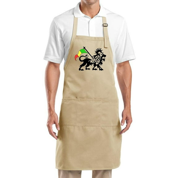 Men's Rasta Lion BBQ Cooking Apron - Stone