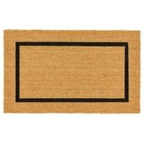 mDesign Coir and Rubber Non-Slip Indoor/Outdoor Entryway Door Mat, Natural/Black