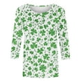 thumbnail image 5 of Gamivast Womens St Patricks Day Shirts Plus Size Funny Shamrock Clover Graphic Crew Neck Blouses Comfy 3/4 Sleeve Trendy Pullover Vacation Outfits S-5Xl, 5 of 5