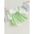 thumbnail image 3 of Bagilaanoe Newborn Baby Girl Rompers DressRuffle Contrast Color Bodysuits 6M 12M 18M 24M Infant Fall Tulle Patchwork A-line Princess, 3 of 9