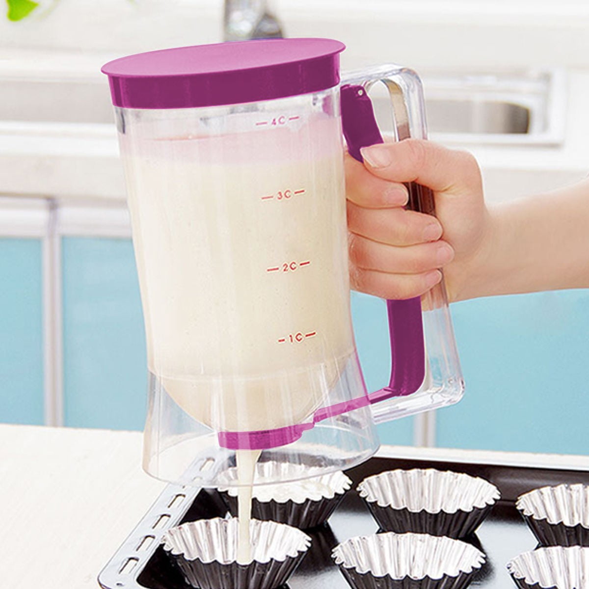 Hand Batter Dispenser Cupcake Pancake Baking Tool Muffin Waffles Jug Pastry Cup 