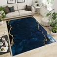 thumbnail image 3 of 5x7 Navy Blue Area Rug, Modern Abstract Gold Entrance Mat, Floor Rug Soft and Breathable with Non-Slip Washable Rug for Office Study Indoor Entryway, 3 of 7