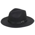 thumbnail image 2 of IDALL Fedora Hats Visor Hats Women's Crushable Wool Felt Outback Hat Panama Hat Wide Brim with Belt Wide Brim Hats Hats for Men Black One Size, 2 of 2