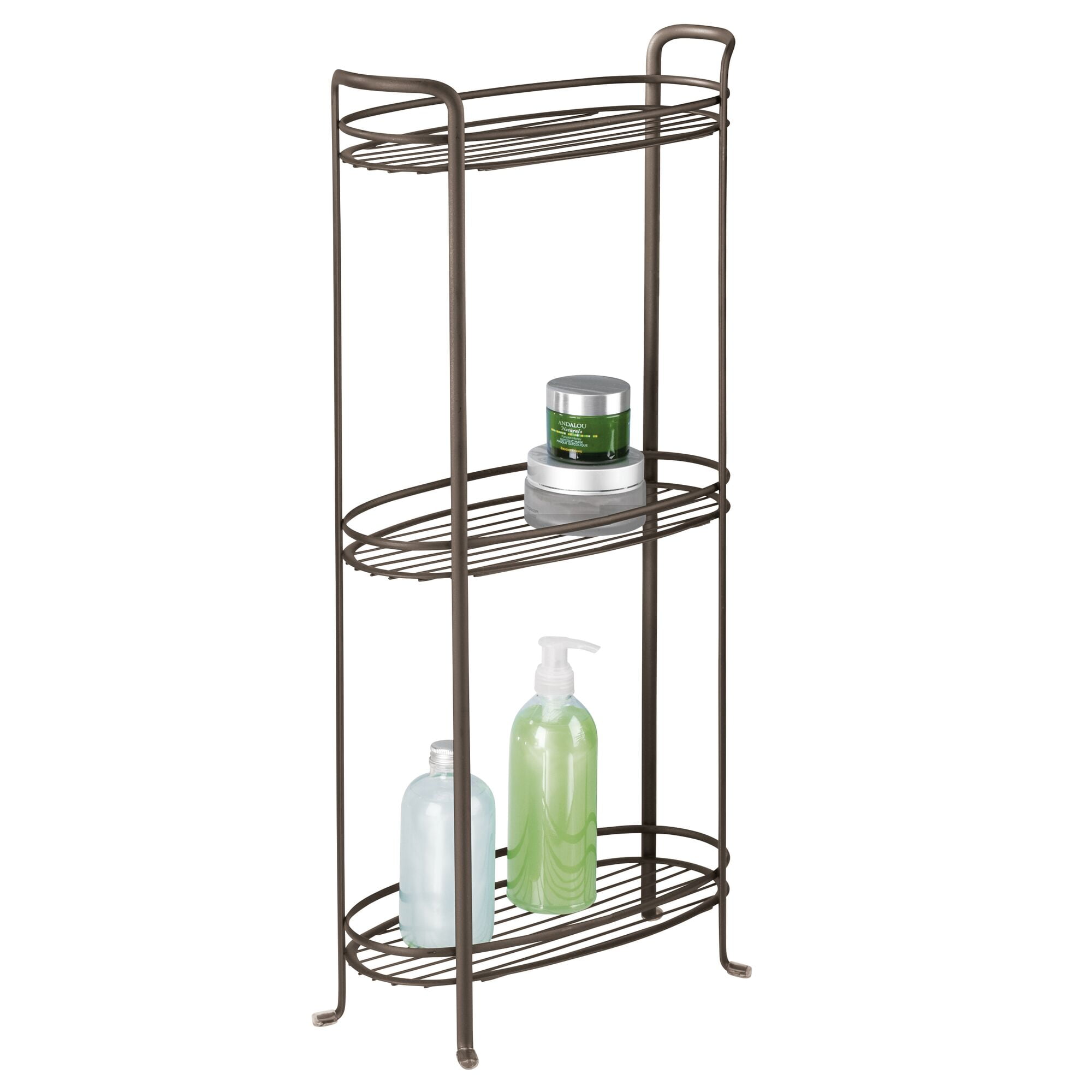mDesign Vertical Standing Bathroom Shelving Unit Tower with 3 Baskets