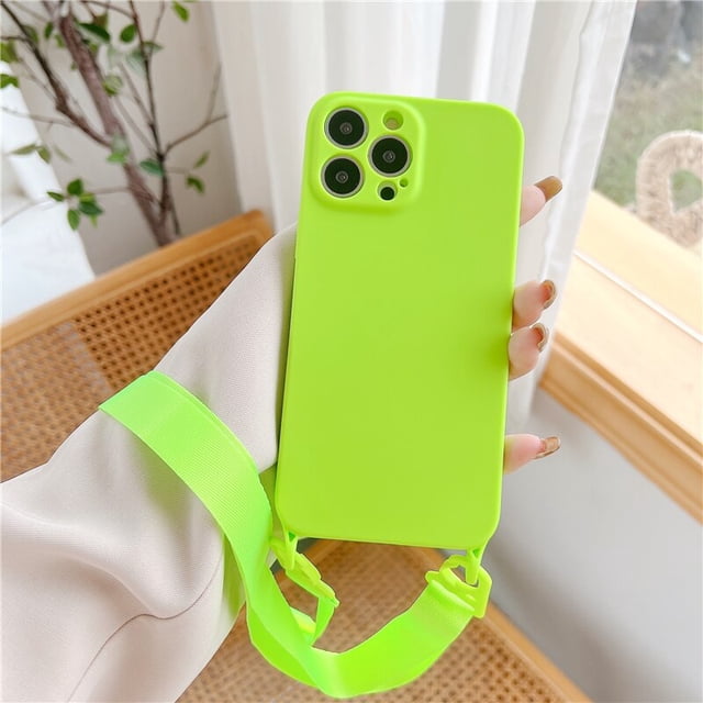 Funda de teléfono de silicona suave con cordón y correa de collar cruzado, carcasa trasera para iPhone 13, 12, 11, 14 Pro Max, X, XR, XS Max, 7, 8 Plus, SE3